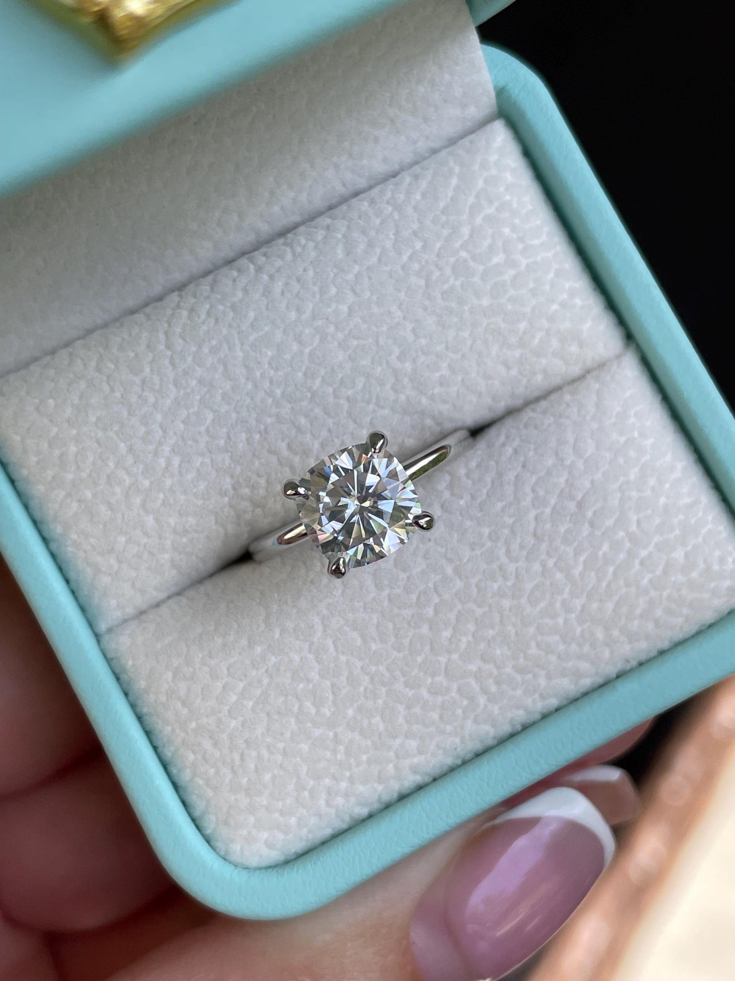 2.5CT Cushion Cut moissanite engagement ring in Sterling Silver 925, yellow gold vermeil cushion cut ring, rose gold vermeil ring