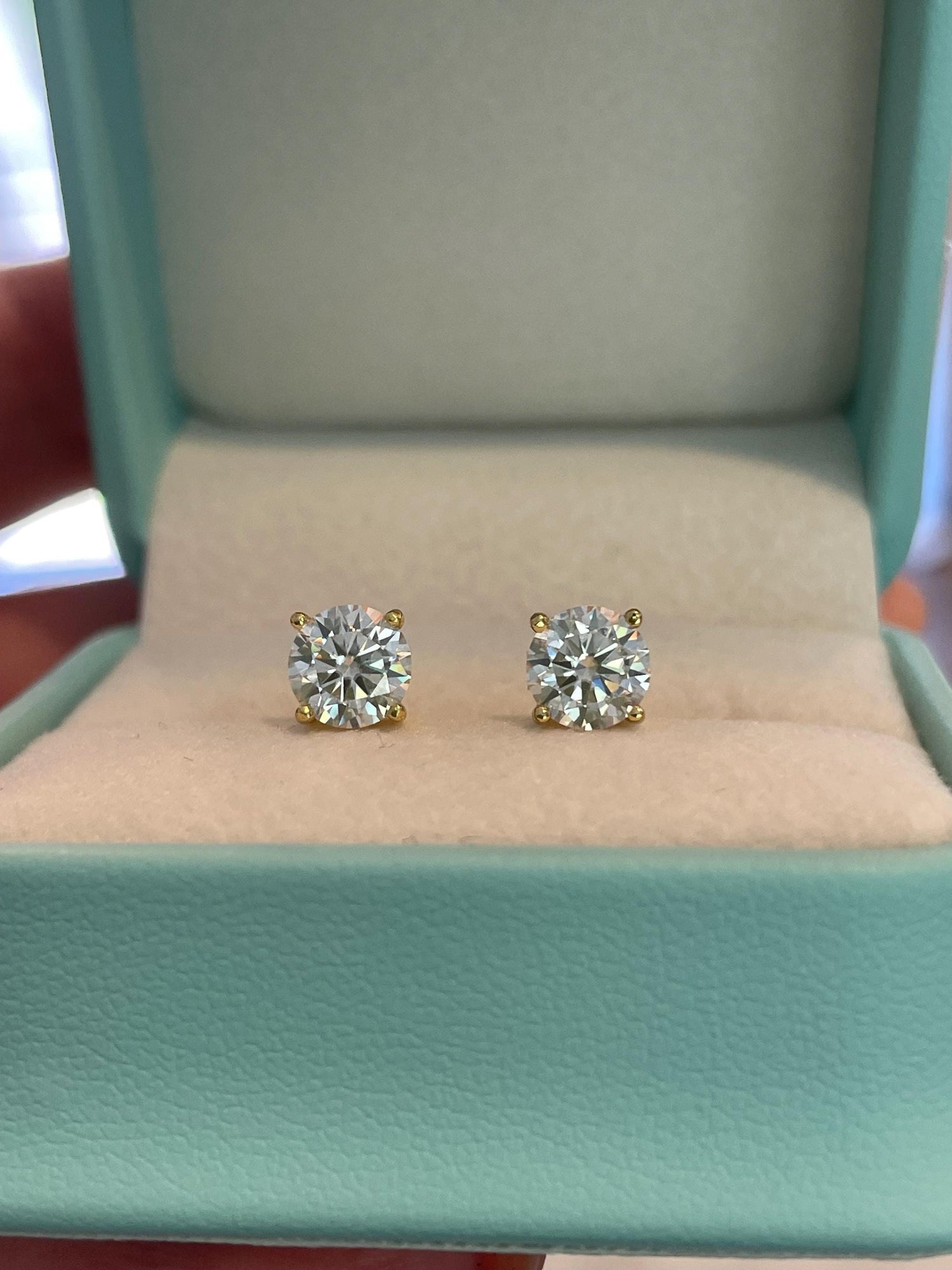 Gold Vermeil Moissanite Stud Earrings Round Brilliant Cut moissanite studs, Fine jewelry, Elegant gift for her