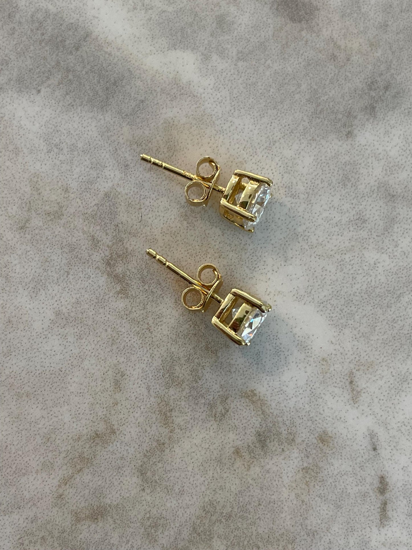 Gold Vermeil Moissanite Stud Earrings Round Brilliant Cut moissanite studs, Fine jewelry, Elegant gift for her