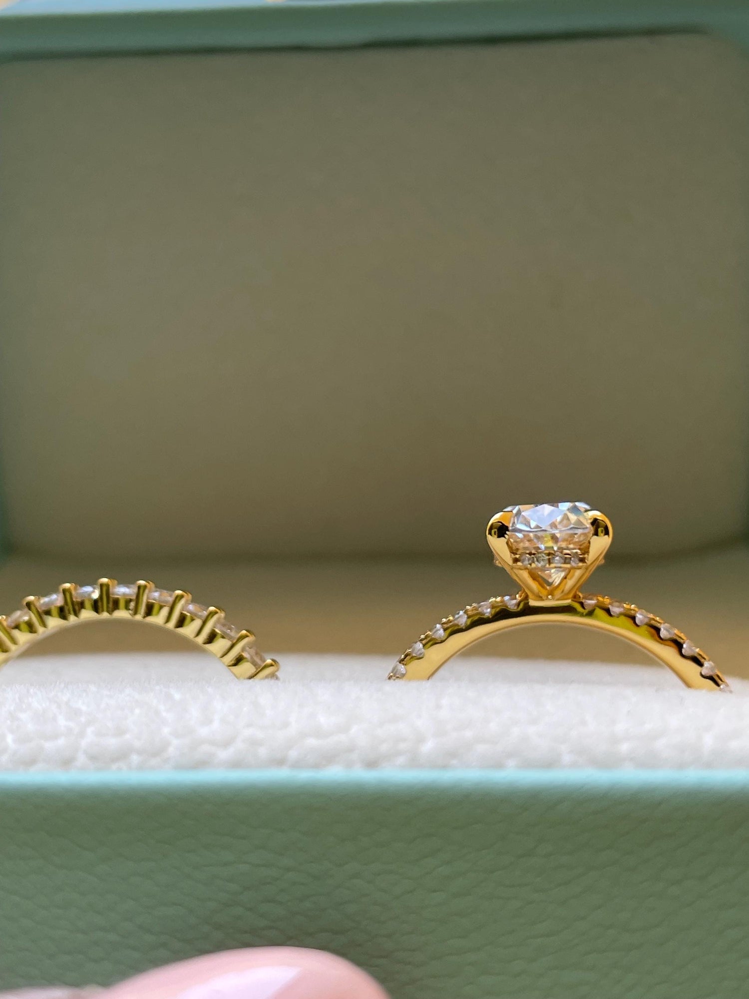 2.5CT Oval Simulated Diamond Engagement Ring Set – Sterling Silver with Rhodium, Rose Gold, or Yellow Gold Vermeil + Half Eternity Band