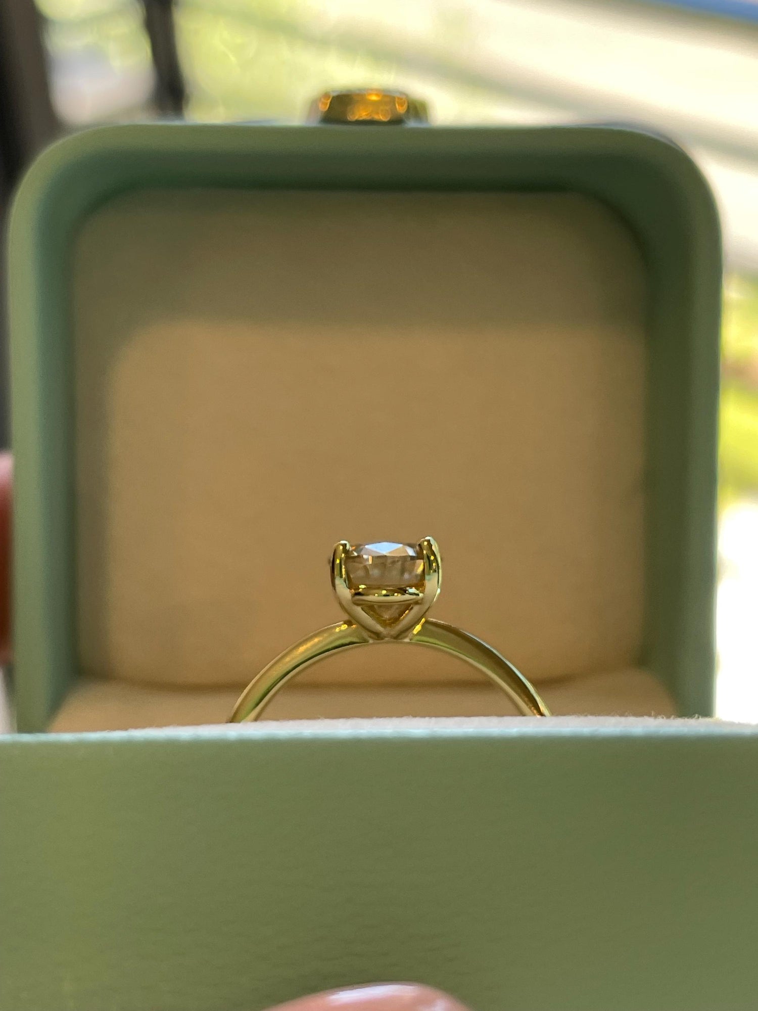 Oval cut champagne moissanite engagement ring in yellow gold vermeil, Sterling Silver 925 moissanite ring, gift for her