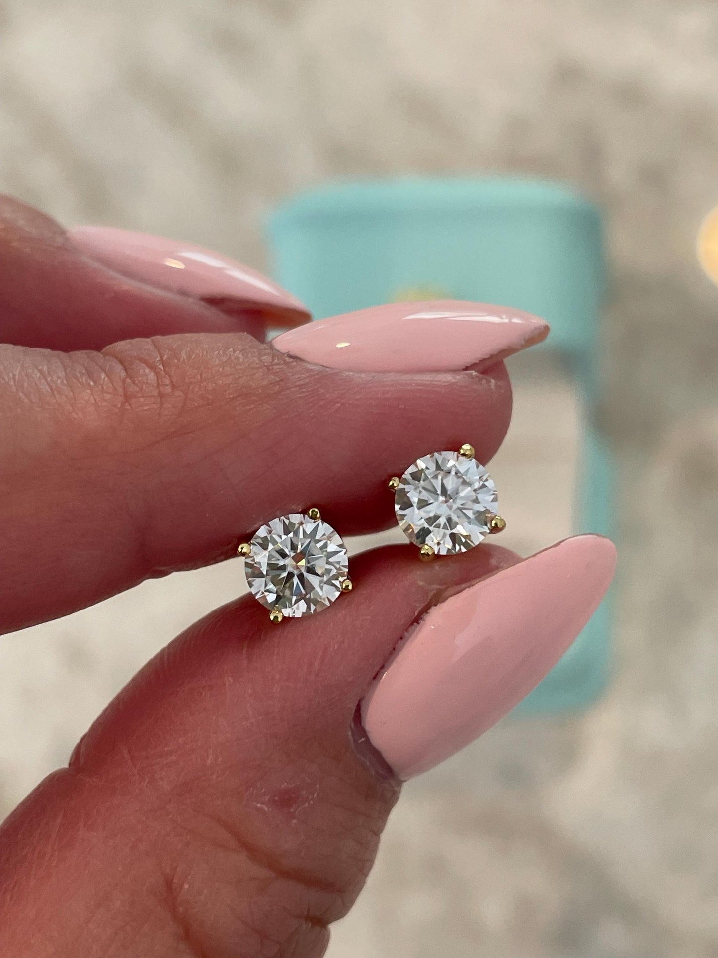 Gold Vermeil Moissanite Stud Earrings Round Brilliant Cut moissanite studs, Fine jewelry, Elegant gift for her