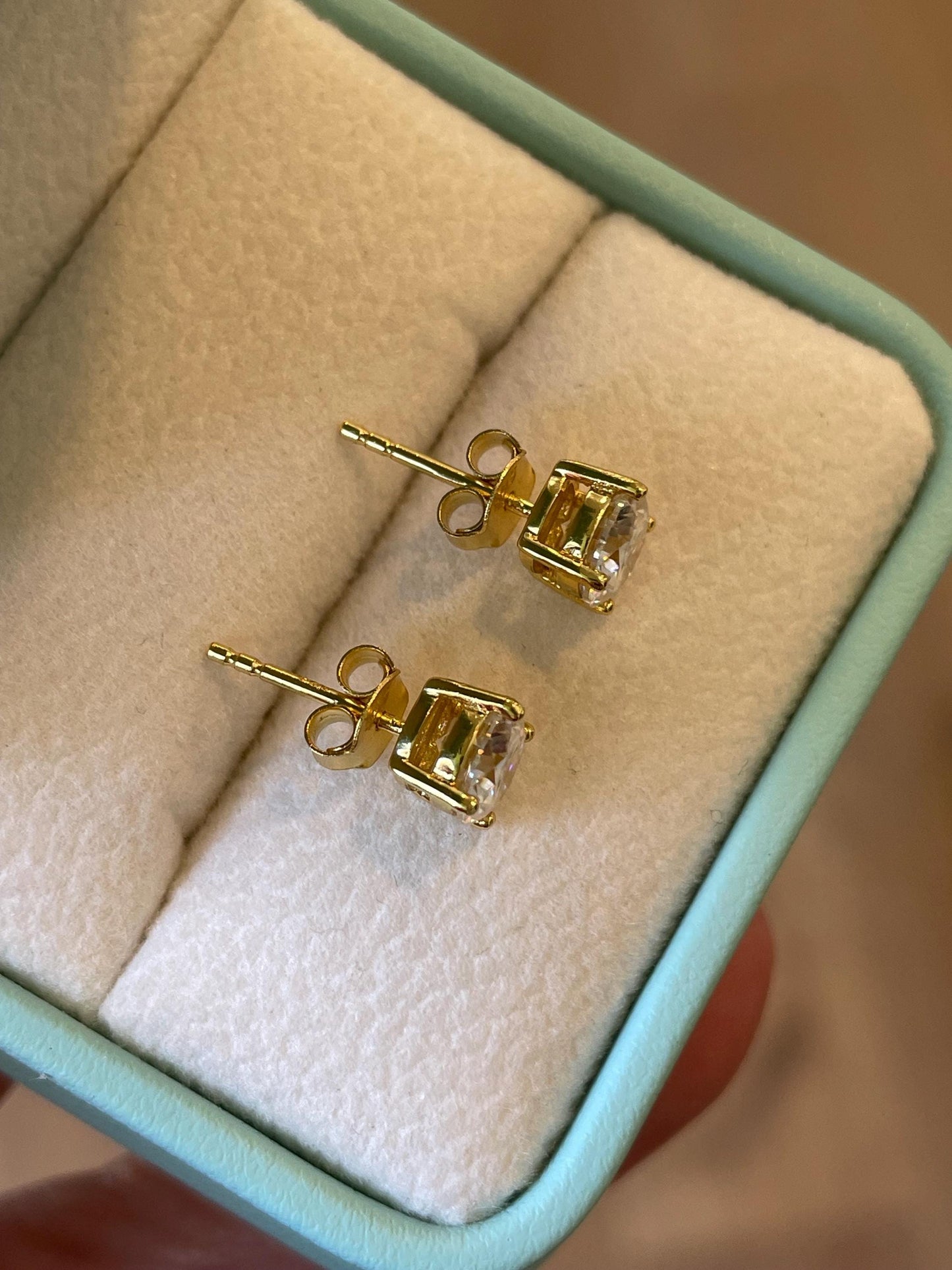 Gold Vermeil Moissanite Stud Earrings Round Brilliant Cut moissanite studs, Fine jewelry, Elegant gift for her