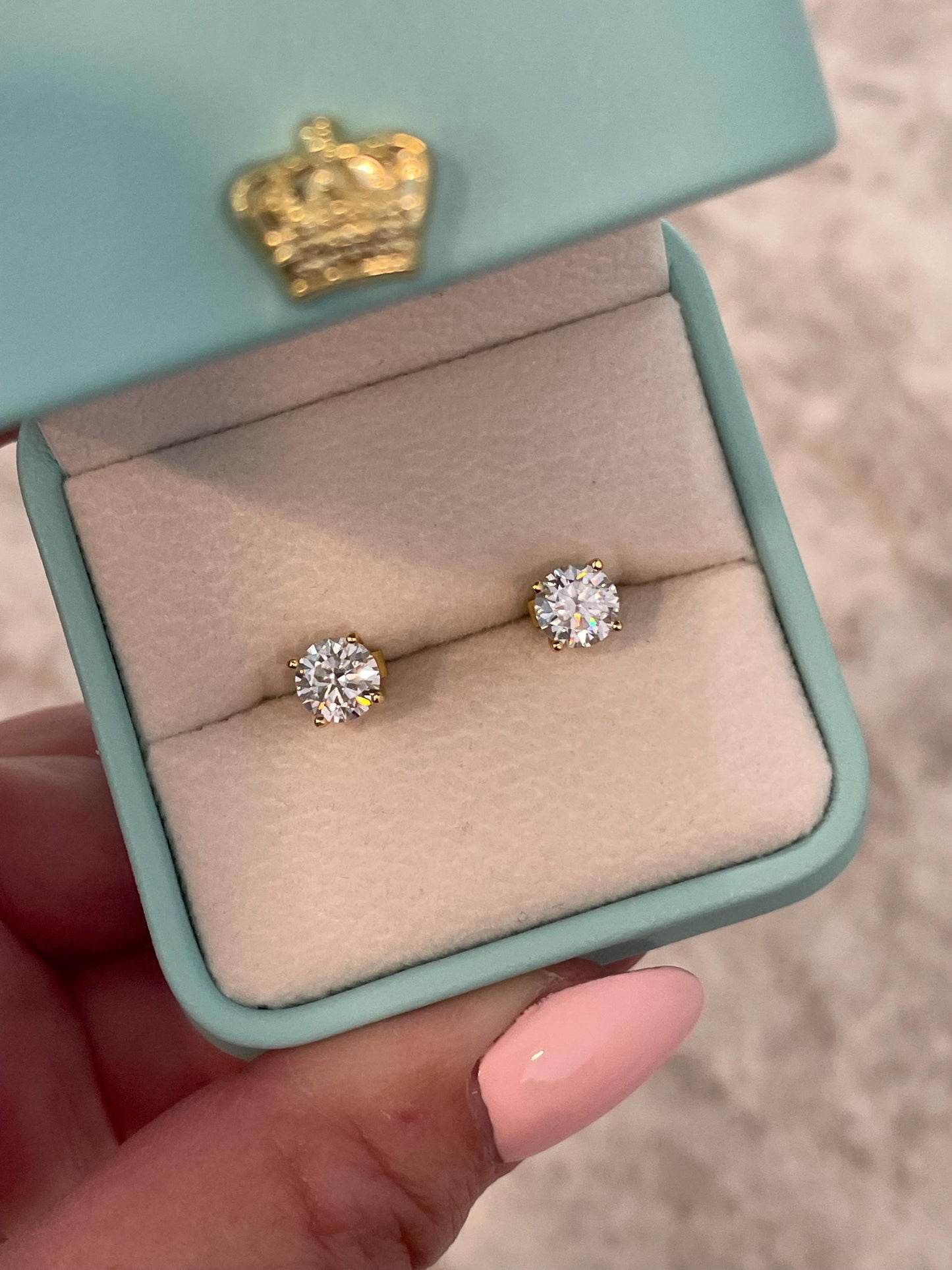 Gold Vermeil Moissanite Stud Earrings Round Brilliant Cut moissanite studs, Fine jewelry, Elegant gift for her