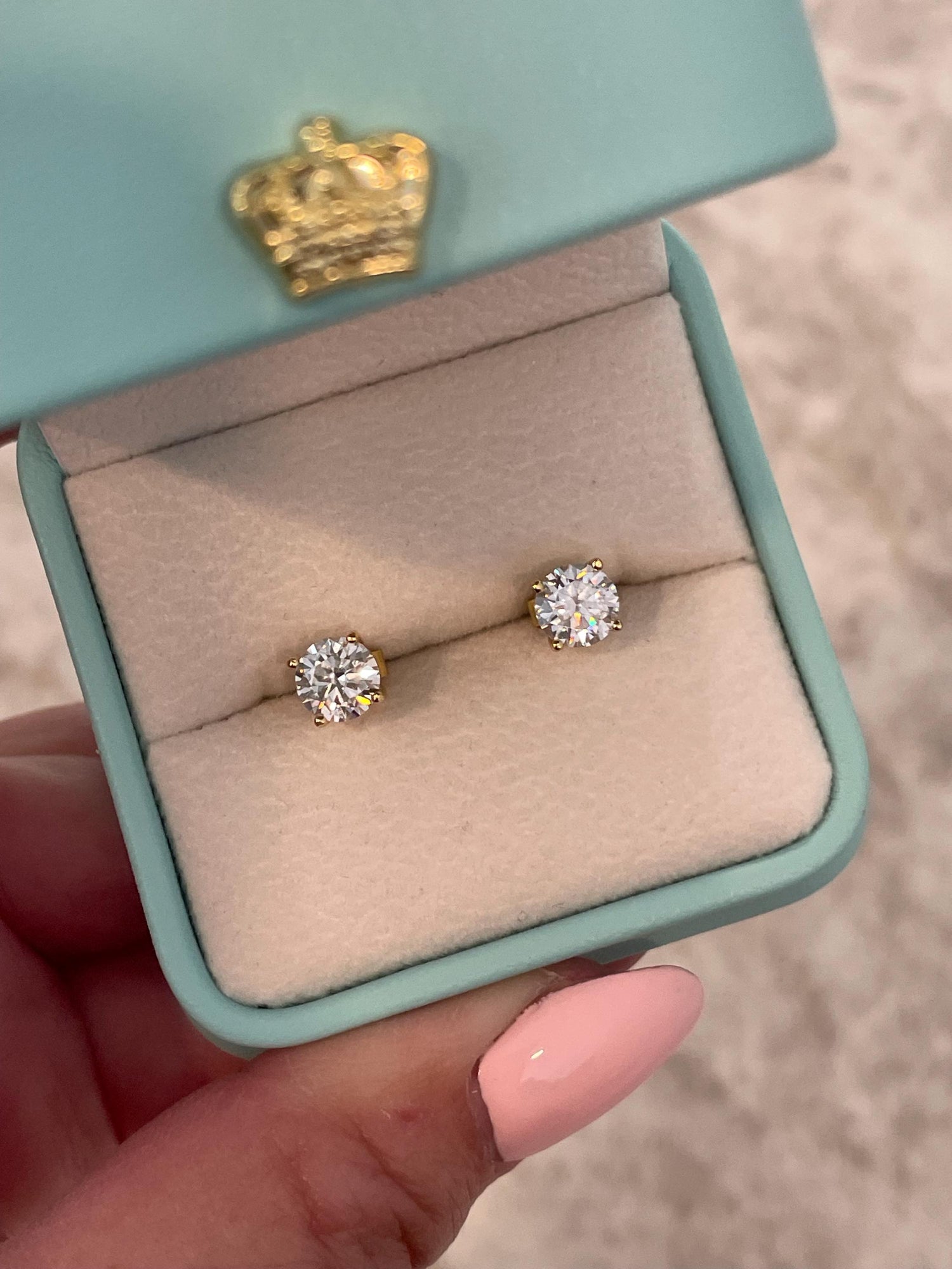Gold Vermeil Moissanite Stud Earrings Round Brilliant Cut moissanite studs, Fine jewelry, Elegant gift for her