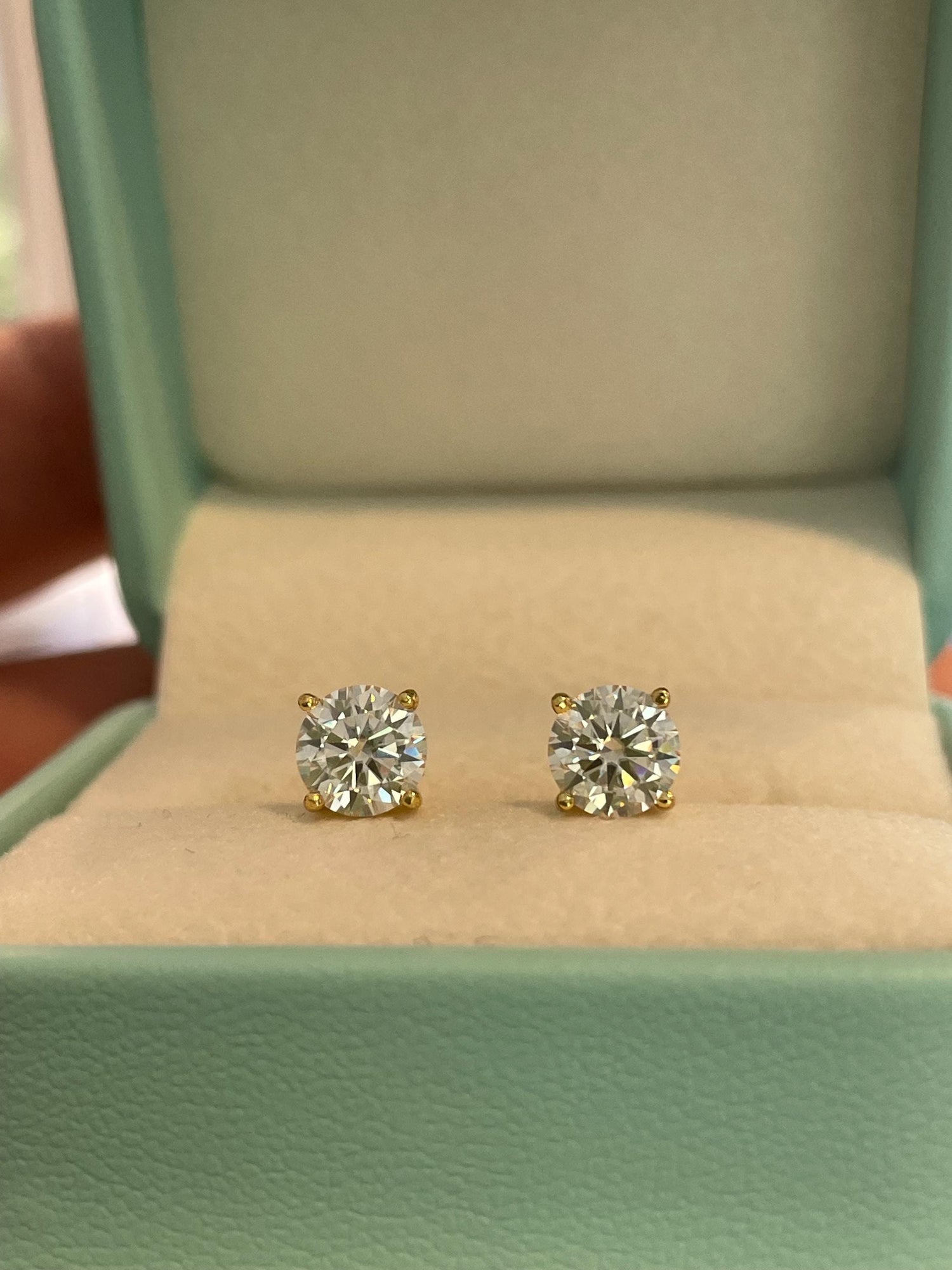Gold Vermeil Moissanite Stud Earrings Round Brilliant Cut moissanite studs, Fine jewelry, Elegant gift for her