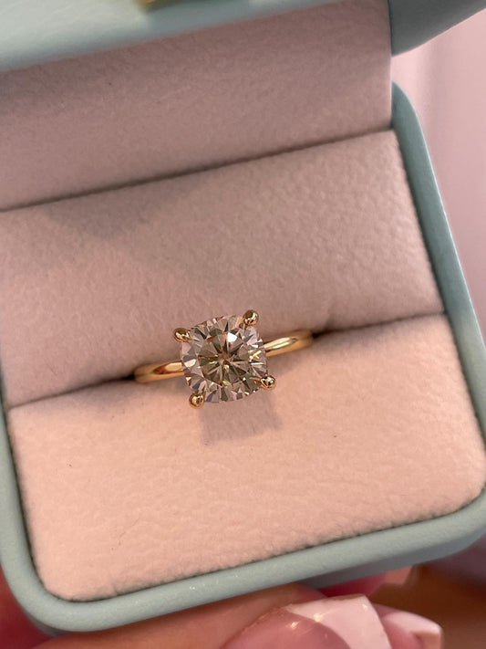 2.5 carat cushion cut champagne moissanite engagement ring, gold vermeil cushion cut ring, sterling silver moissanite ring, gift for her
