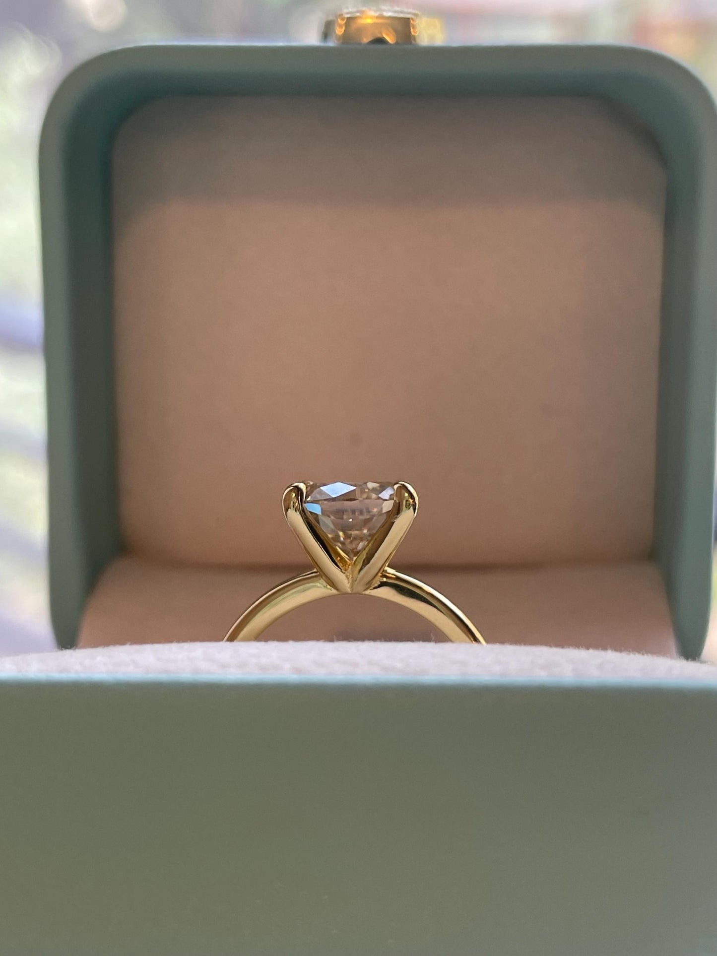 2.5 carat cushion cut champagne moissanite engagement ring, gold vermeil cushion cut ring, sterling silver moissanite ring, gift for her