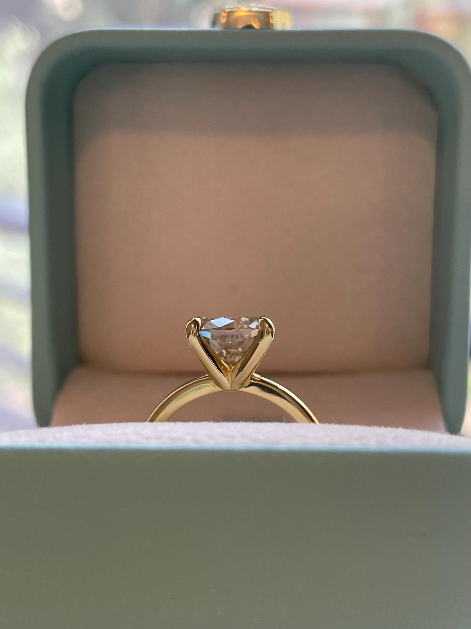2.5 carat cushion cut champagne moissanite engagement ring, gold vermeil cushion cut ring, sterling silver moissanite ring, gift for her