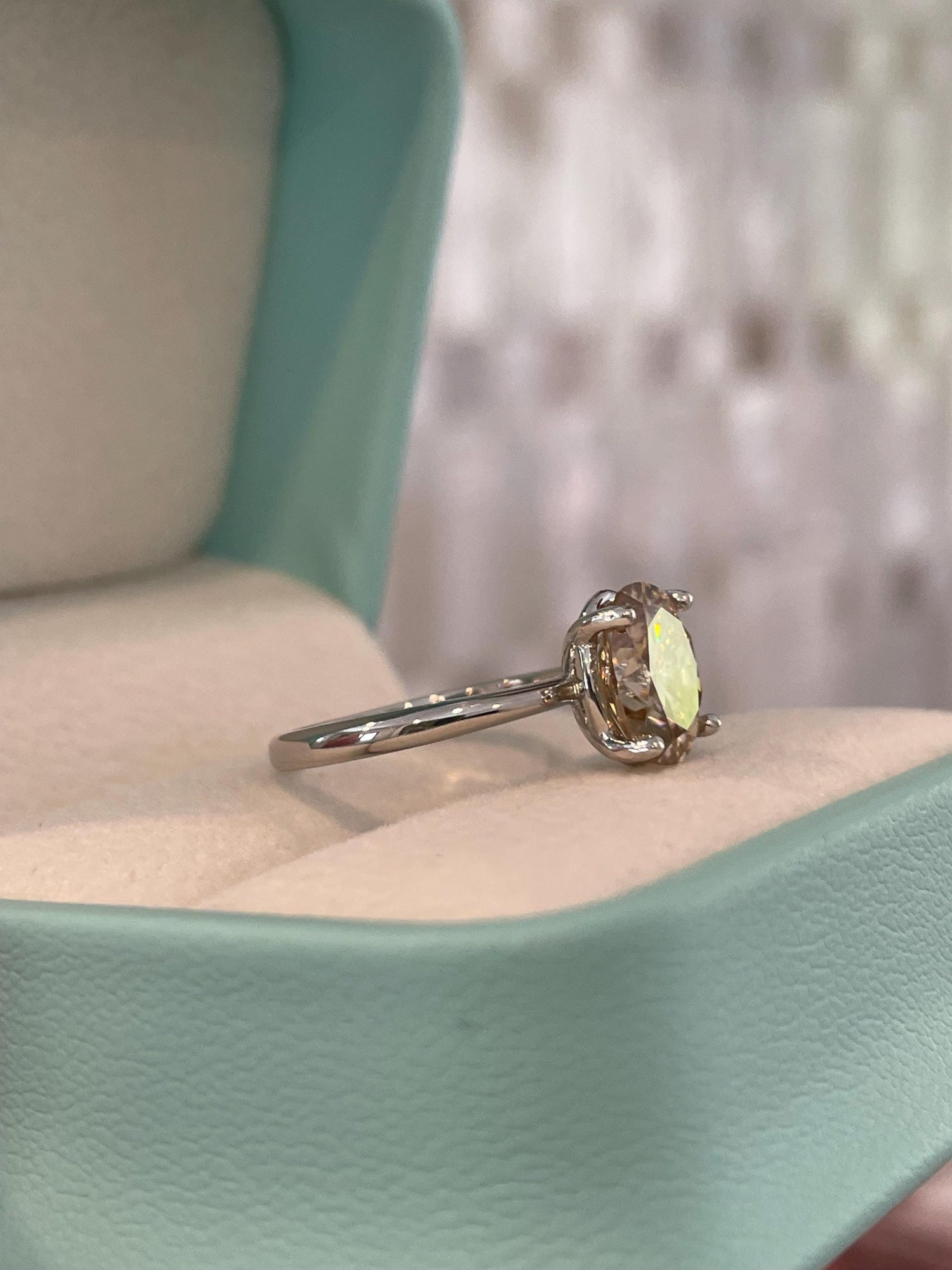 Oval cut champagne moissanite engagement ring in yellow gold vermeil, Sterling Silver 925 moissanite ring, gift for her
