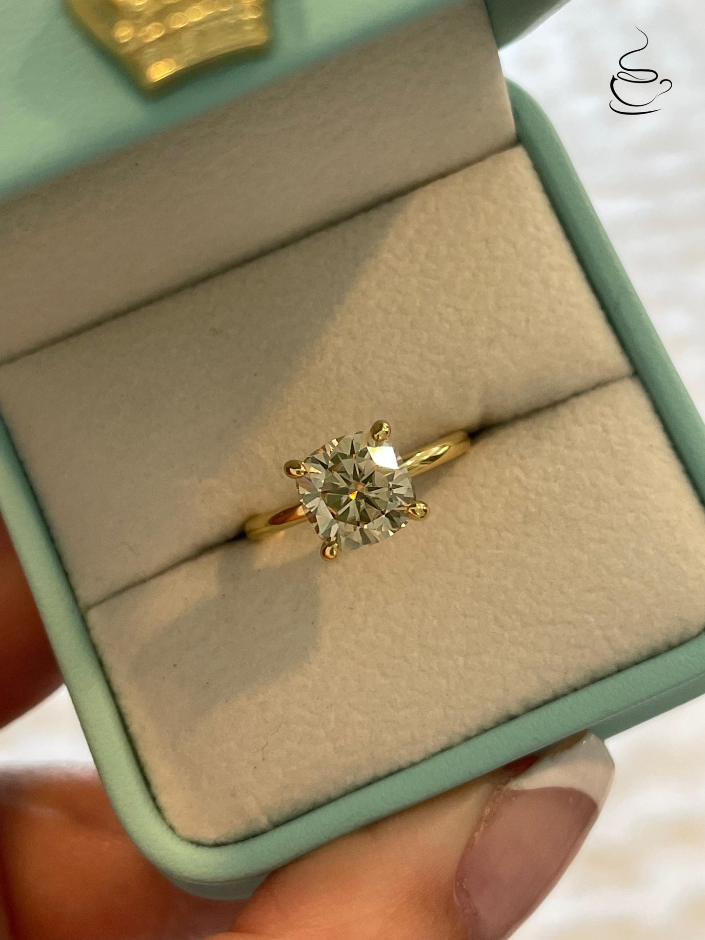 2.5 carat cushion cut champagne moissanite engagement ring, gold vermeil cushion cut ring, sterling silver moissanite ring, gift for her