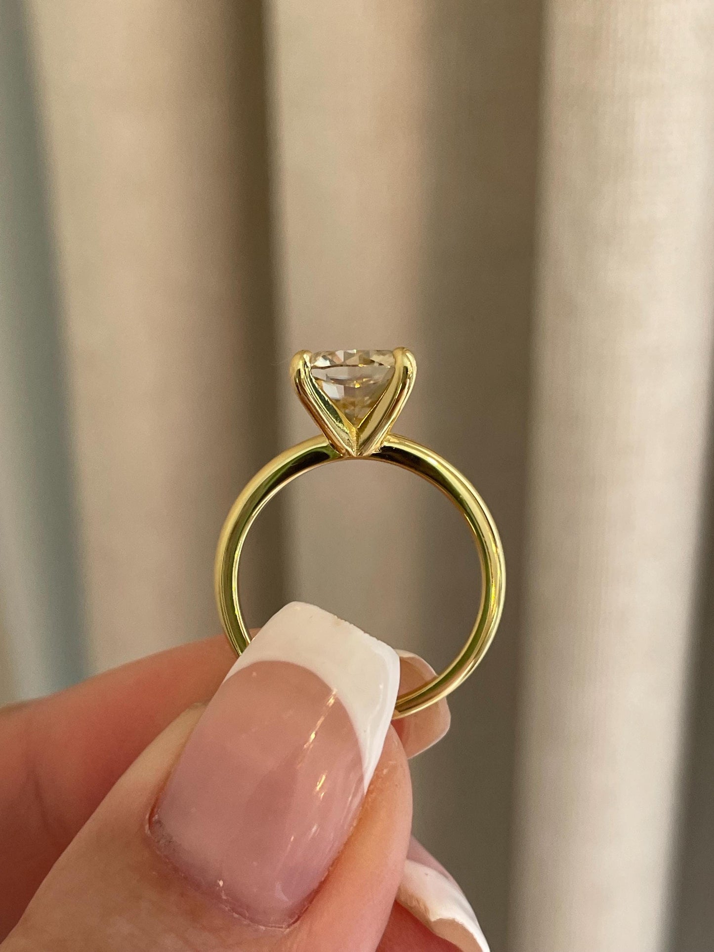 2.5 carat cushion cut champagne moissanite engagement ring, gold vermeil cushion cut ring, sterling silver moissanite ring, gift for her