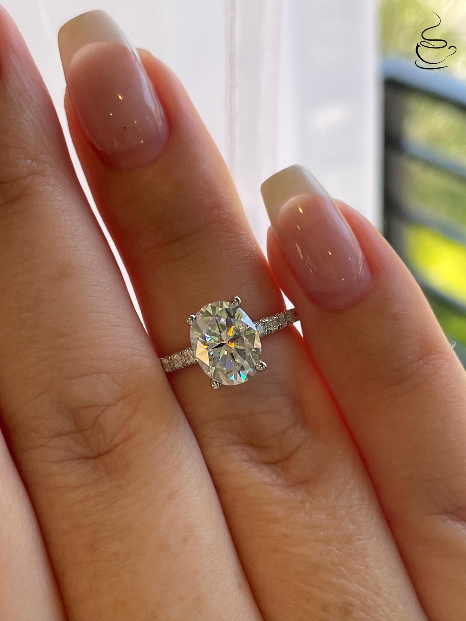 2 carat oval cut moissanite engagement ring with paved band, gold vermeil oval moissanite engagement ring, silver moissanite ring