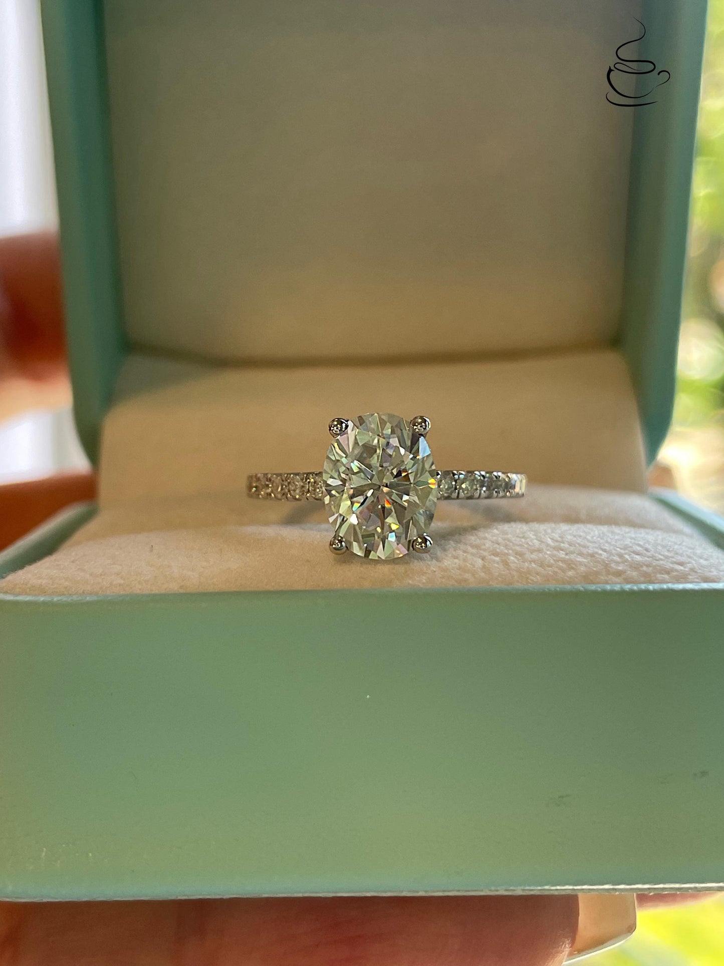 2 carat oval cut moissanite engagement ring with paved band, gold vermeil oval moissanite engagement ring, silver moissanite ring