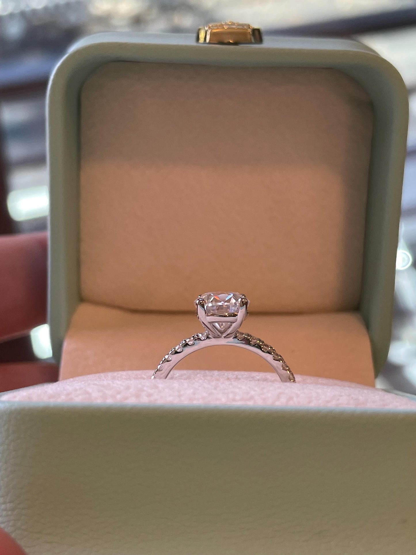 2 carat oval cut moissanite engagement ring with paved band, gold vermeil oval moissanite engagement ring, silver moissanite ring