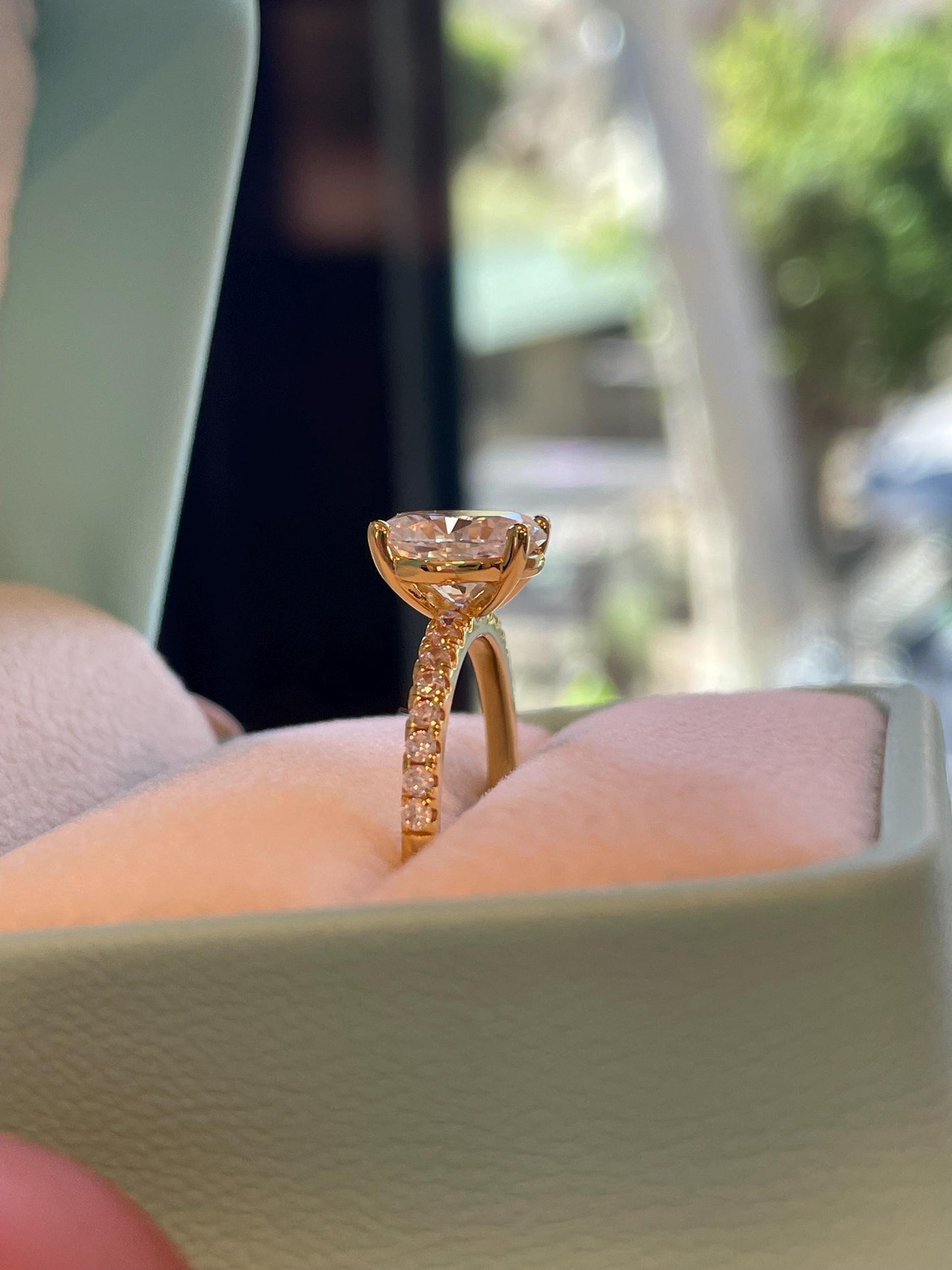 2 carat oval cut moissanite engagement ring with paved band, gold vermeil oval moissanite engagement ring, silver moissanite ring