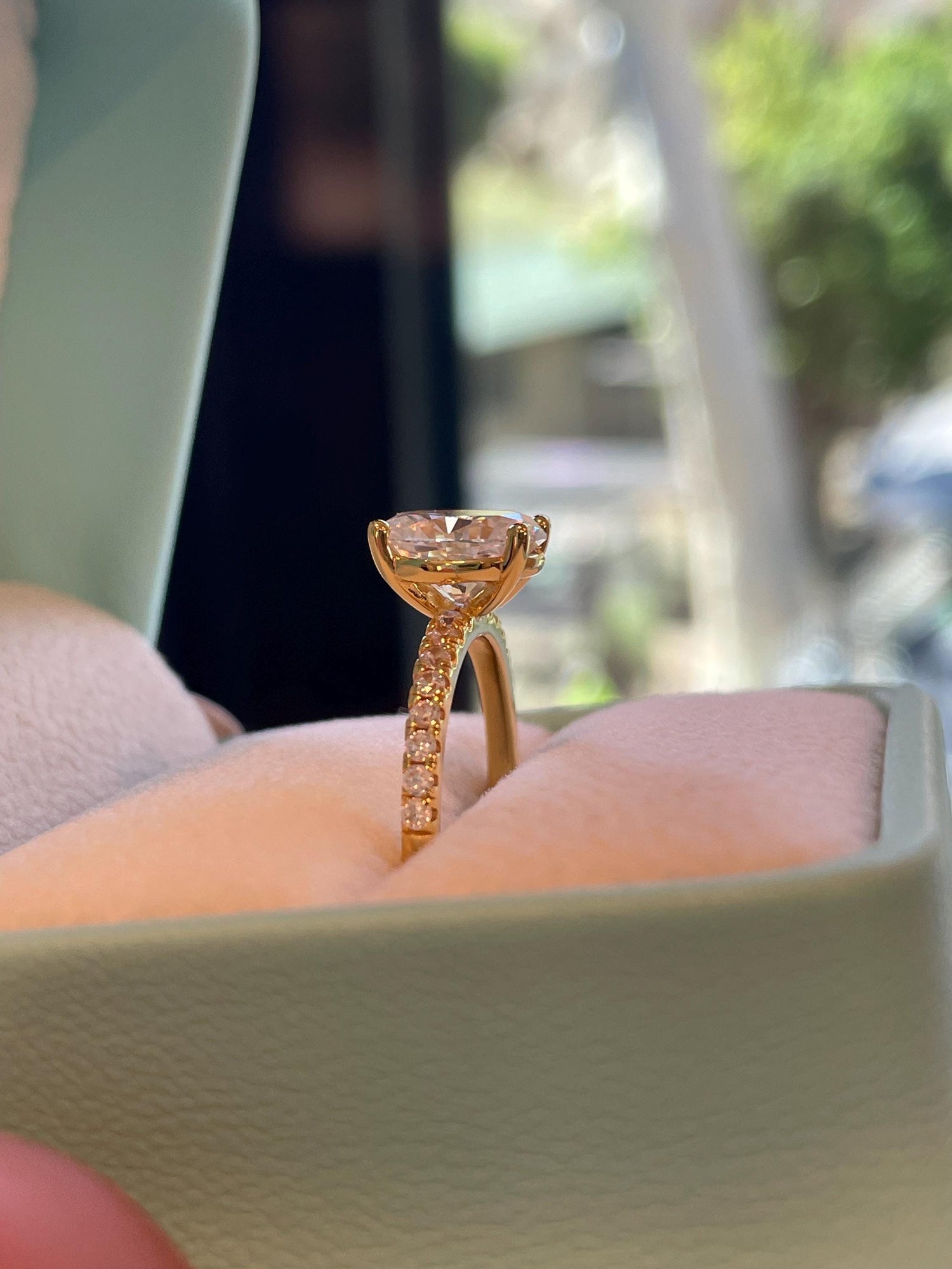 2 carat oval cut moissanite engagement ring with paved band, gold vermeil oval moissanite engagement ring, silver moissanite ring