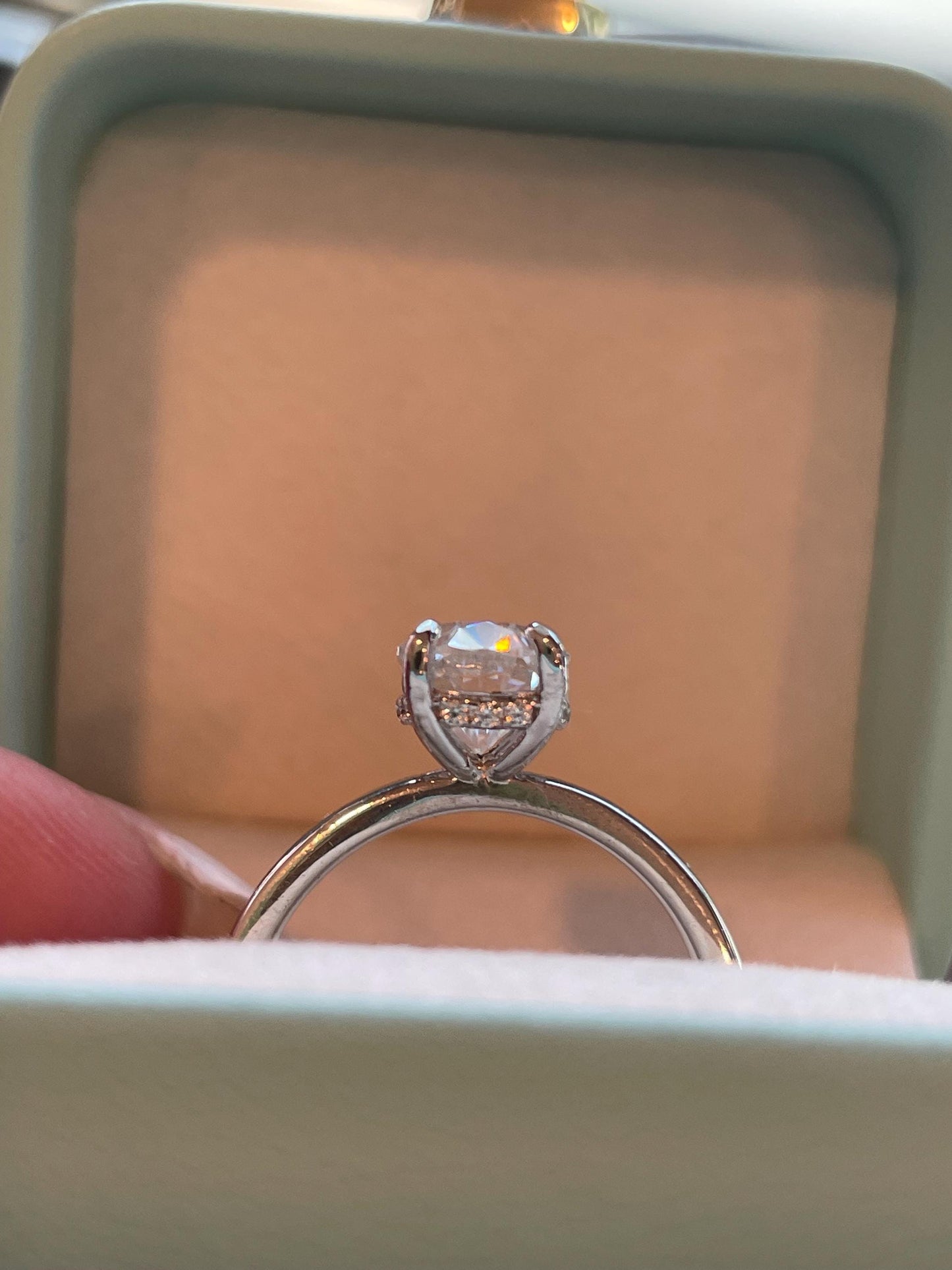 2.5 carat elongated oval cut moissanite engagement ring with hidden halo, sterling silver oval cut moissanite proposal ring, gift for her