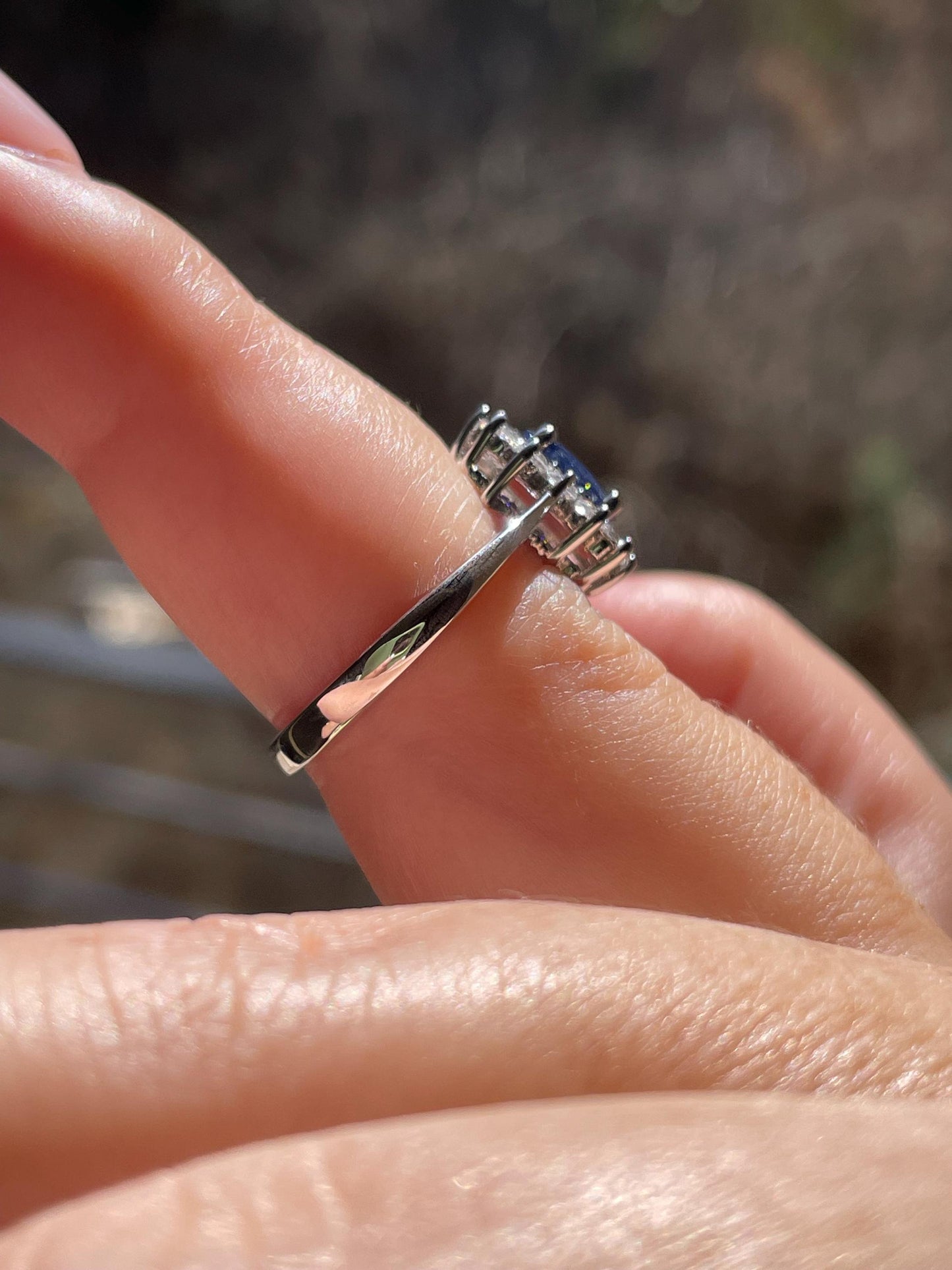 Blue sapphire engagement ring, sterling silver 925 engagement ring with natural sapphire, gift for her