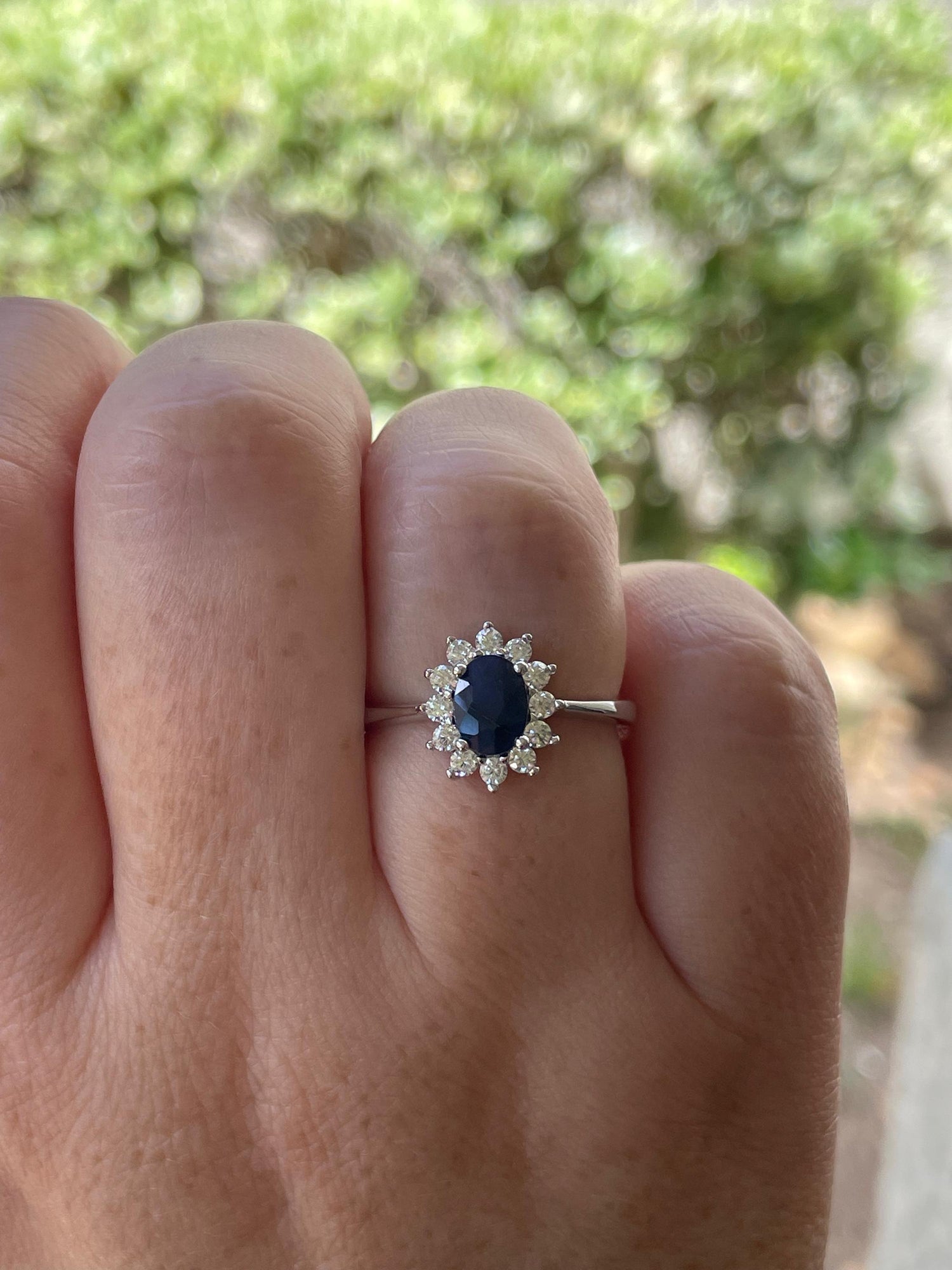 Blue sapphire engagement ring, sterling silver 925 engagement ring with natural sapphire, gift for her