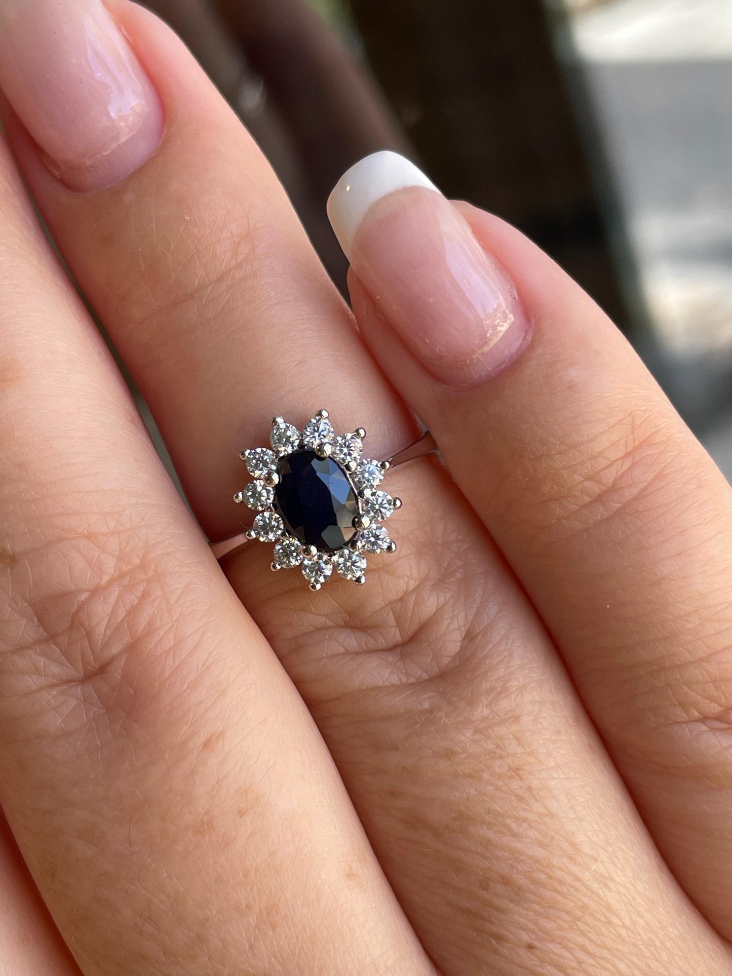 Blue sapphire engagement ring, sterling silver 925 engagement ring with natural sapphire, gift for her