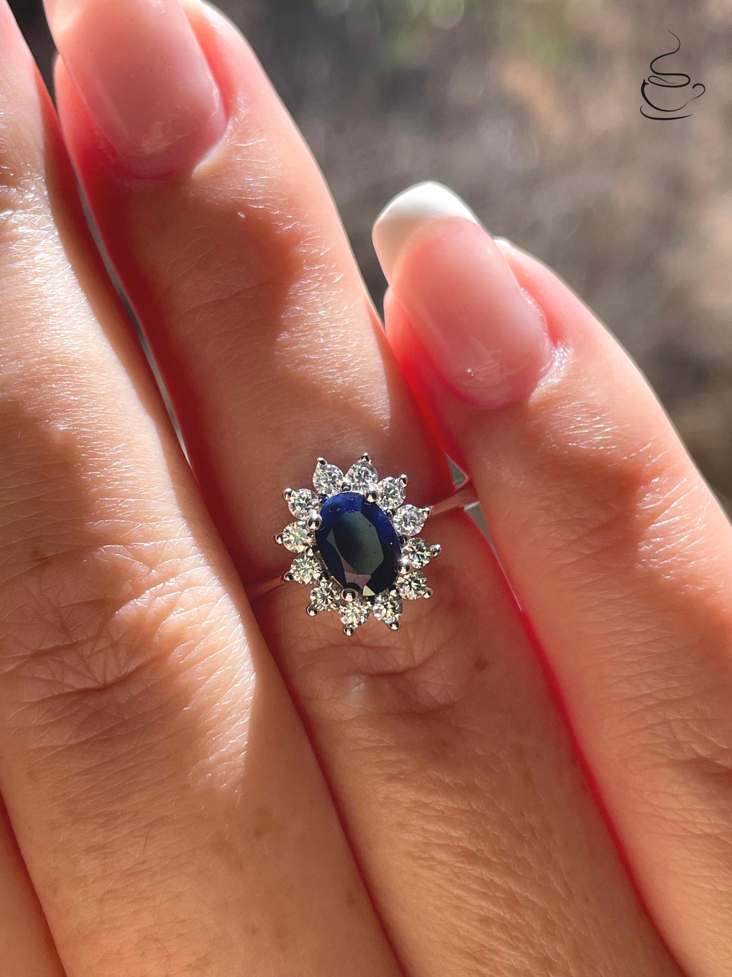 Blue sapphire engagement ring, sterling silver 925 engagement ring with natural sapphire, gift for her