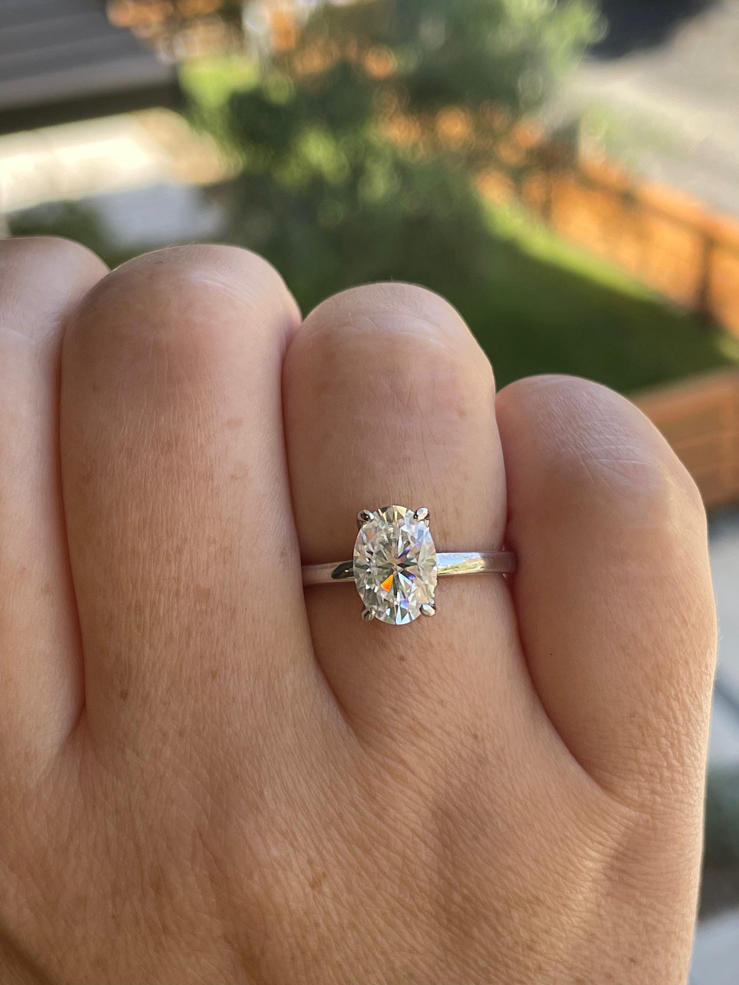 2.5 carat elongated oval cut moissanite engagement ring with hidden halo, sterling silver oval cut moissanite proposal ring, gift for her