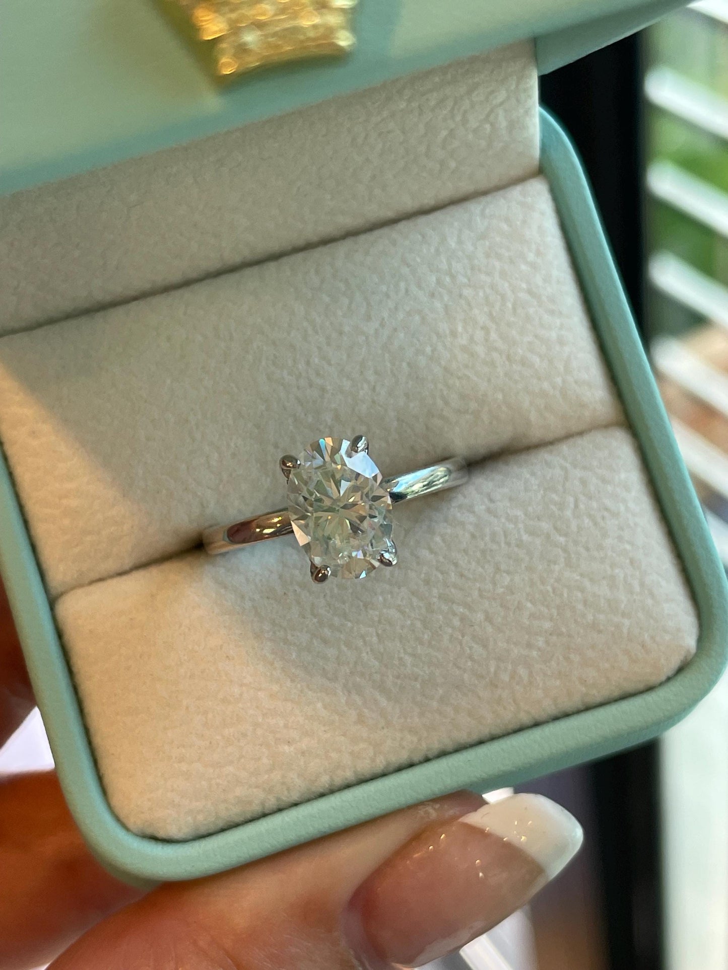 2.5 carat elongated oval cut moissanite engagement ring with hidden halo, sterling silver oval cut moissanite proposal ring, gift for her