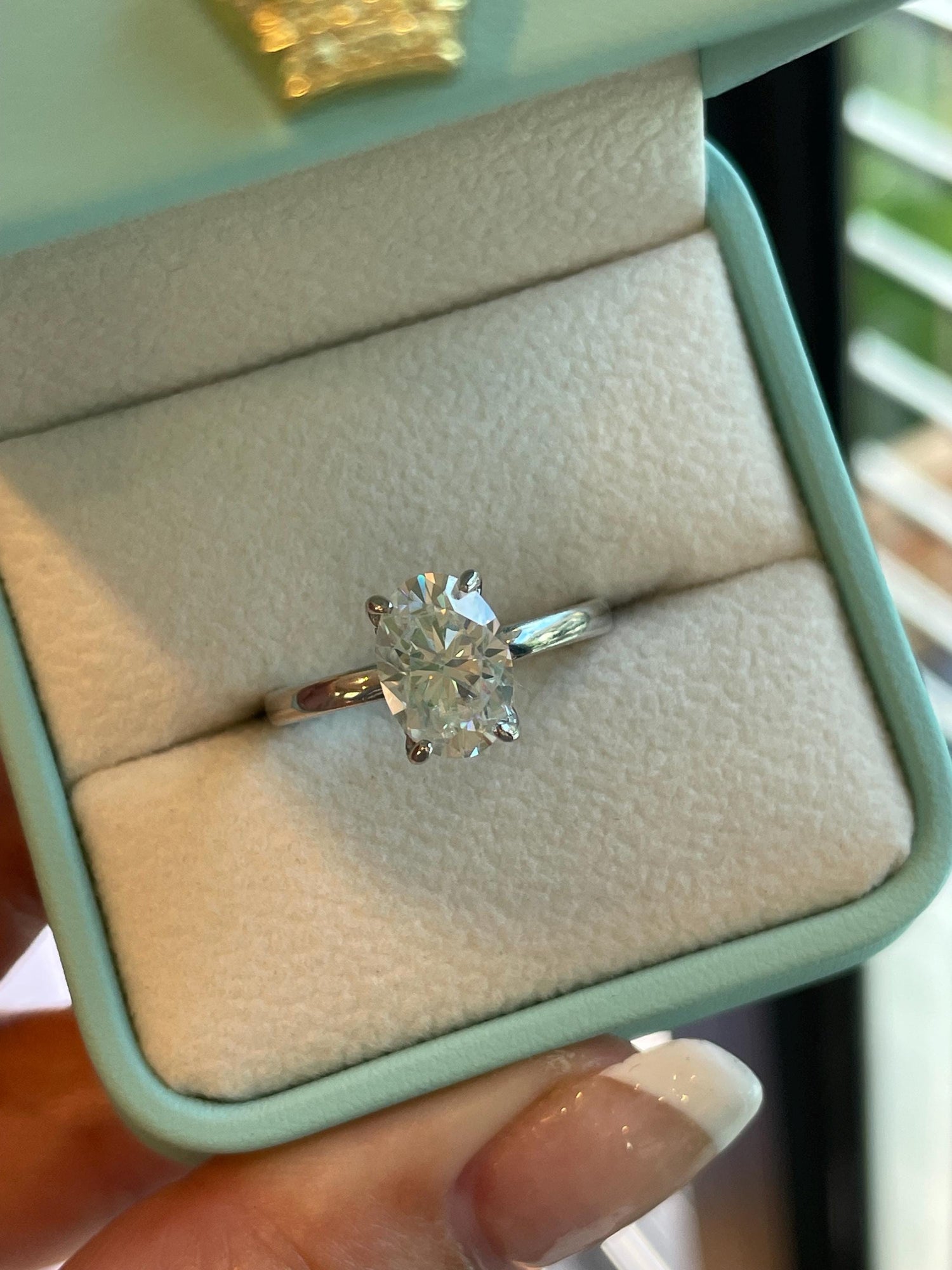 2.5 carat elongated oval cut moissanite engagement ring with hidden halo, sterling silver oval cut moissanite proposal ring, gift for her