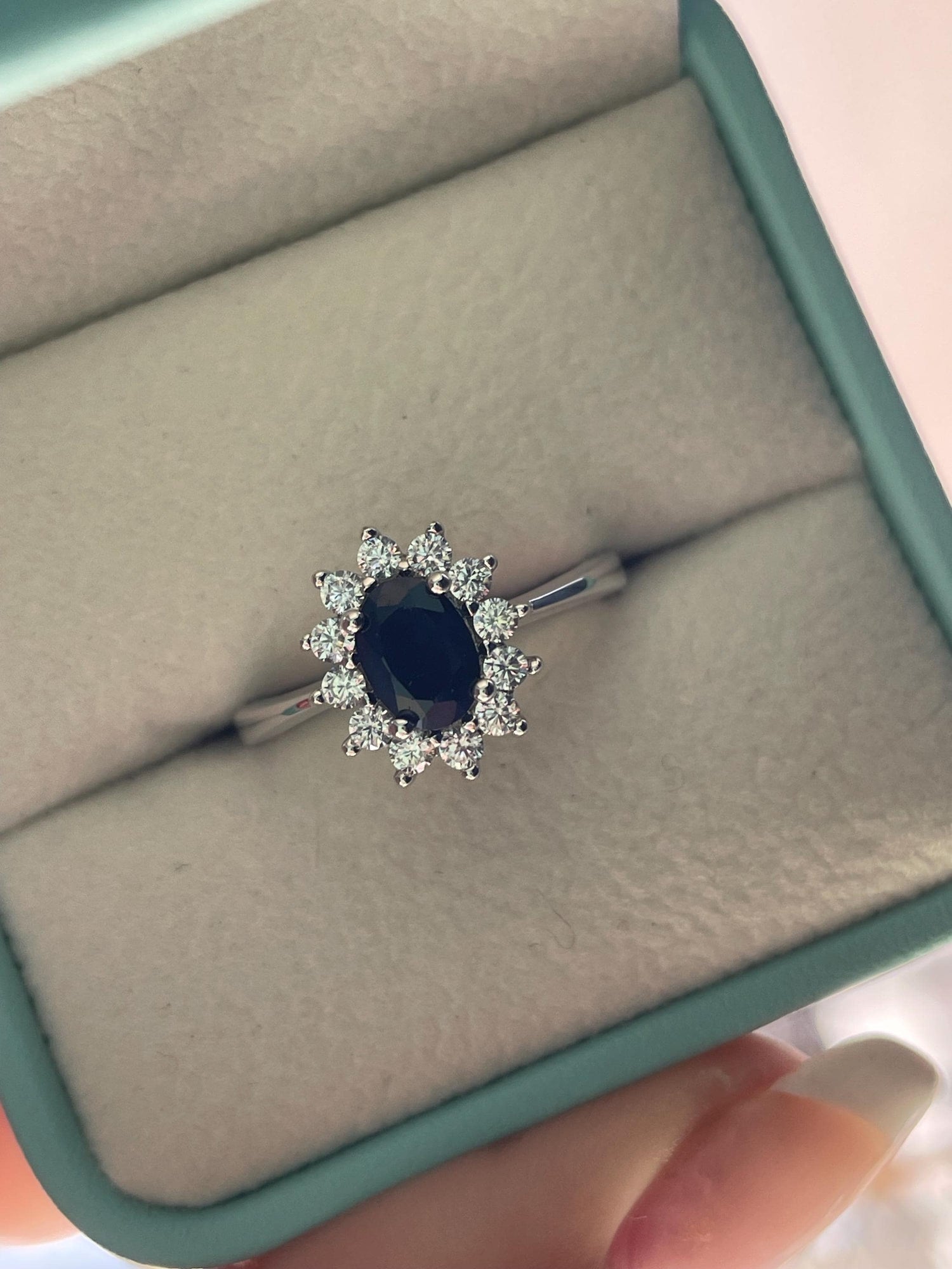 Blue sapphire engagement ring, sterling silver 925 engagement ring with natural sapphire, gift for her