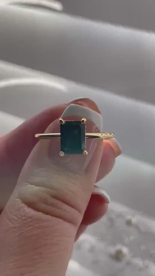 Emerald Cut Black Onyx Ring: Yellow Gold Vermeil Sterling Silver