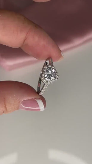 Sterling Silver 925 Heart Shaped Ring With The Finest Simulated Diamonds