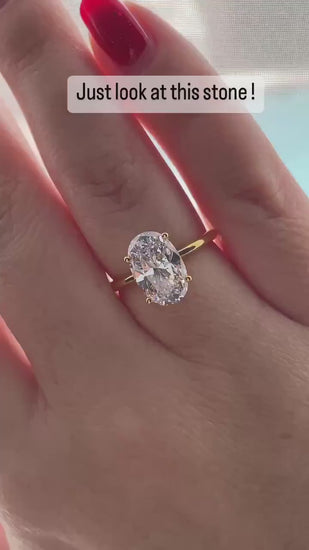 The Brooklyn. Yellow Gold Vermeil, Rose gold vermeil, Sterling Silver 925 2.5CT,  3.5CT Oval Cut CZ Solitaire Engagement Ring, travel ring.