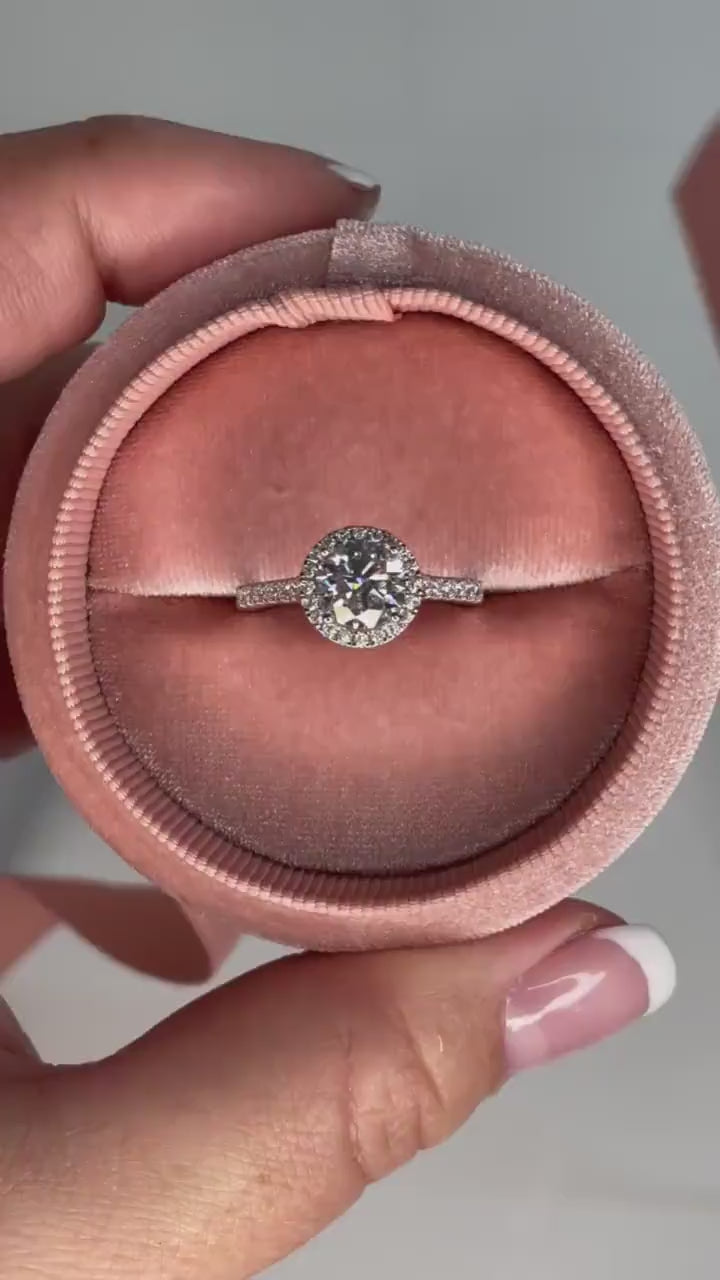 Moissanite Halo Engagement Ring: 2.25 CTTW Sterling Silver Promise Ring