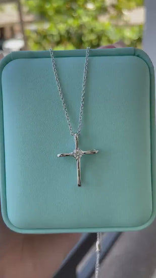 Sterling silver 925 cross necklace with moissanite, moissanite cross, gift for her