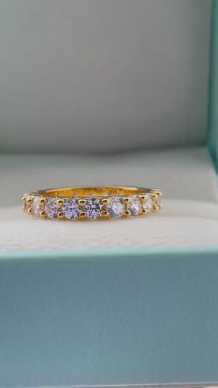 The Scarlett. Yellow Gold Vermeil Full Eternity Band with the finest 3mm simulated diamonds