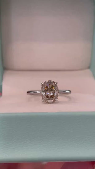 Oval cut champagne moissanite engagement ring in yellow gold vermeil, Sterling Silver 925 moissanite ring, gift for her