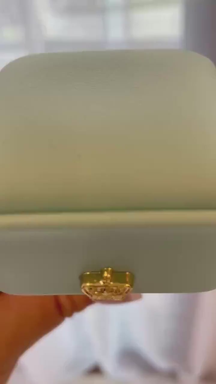 3CT moissanite champagne elongated cushion cut engagement ring with hidden halo, champagne moissanite ring, cushion cut moissanite ring