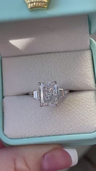 Radiant Cut CZ Engagement Ring 3.5CT crushed ice cut, Sterling Silver 925