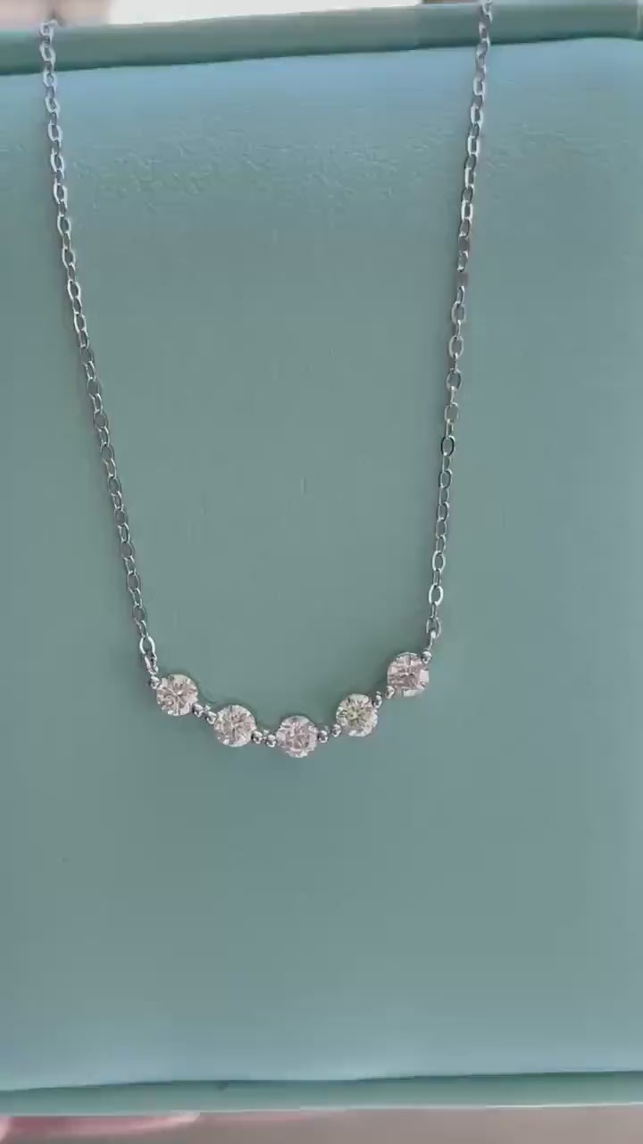 Moissanite Cluster Necklace: Sterling Silver 925, D VVS Stones