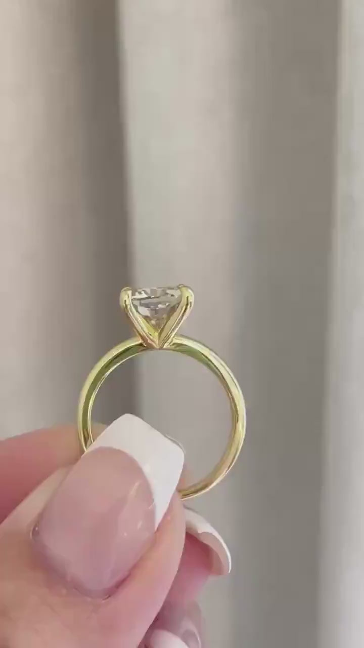 2.5 carat cushion cut champagne moissanite engagement ring, gold vermeil cushion cut ring, sterling silver moissanite ring, gift for her