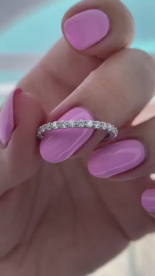 The Scarlett. Sterling Silver 925 2mm Eternity Band with the Finest Simulated Diamonds