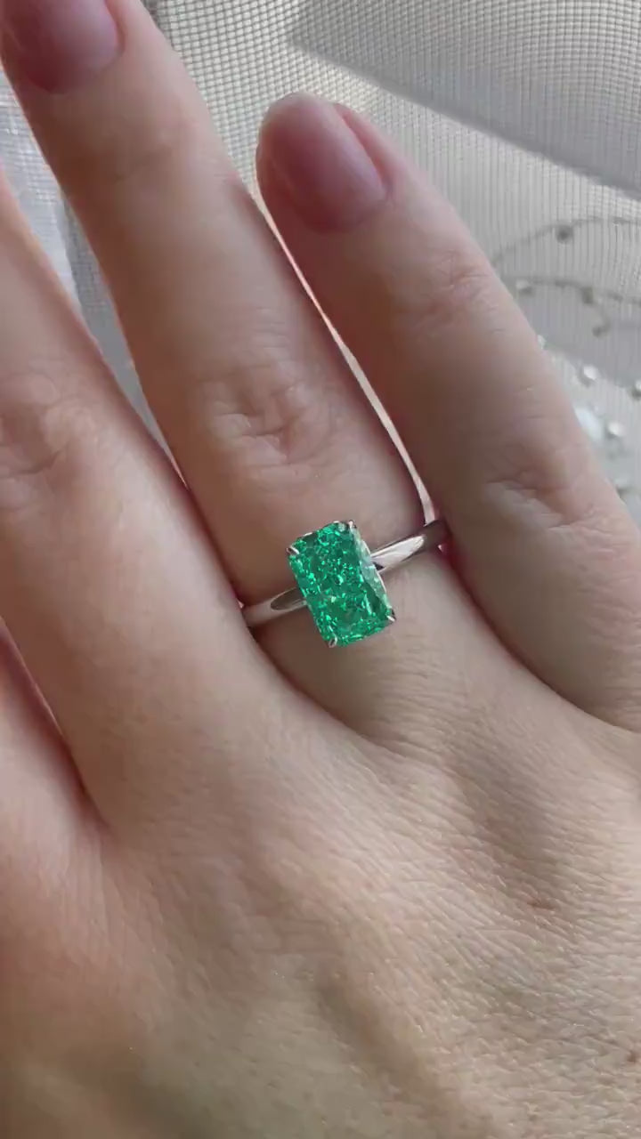 Radiant Cut Parabia CZ Ring: Sterling Silver Engagement Ring