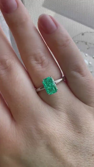 Radiant Cut Parabia CZ Ring: Sterling Silver Engagement Ring