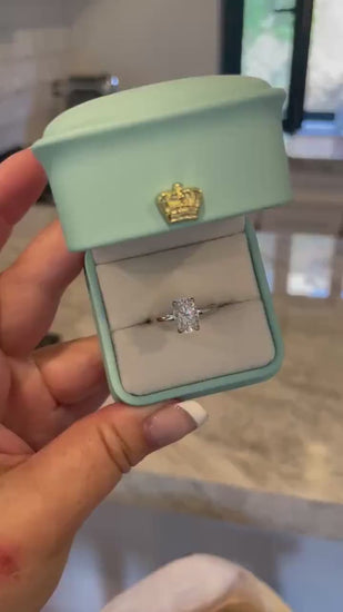 2.5 carat elongated oval cut moissanite engagement ring with hidden halo, sterling silver oval cut moissanite proposal ring, gift for her