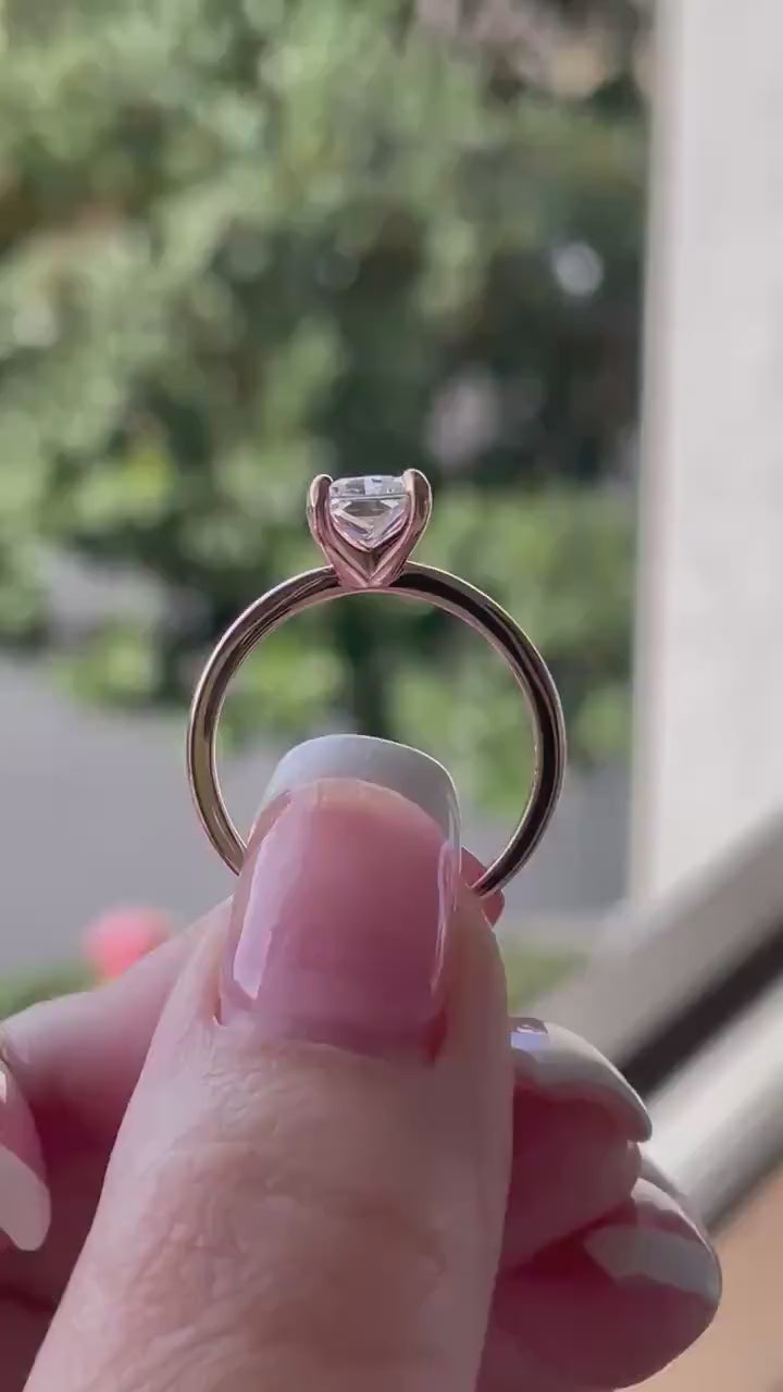 2CT radiant cut engagement ring Rose Gold Over Sterling Silver 925 Engagement Ring with the finest 2CT Radiant cut simulated diamond.