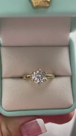 New In! The Bella. Yellow Gold over Sterling Silver 925 2CT round brilliant cut simulated diamond engagement ring, promise ring