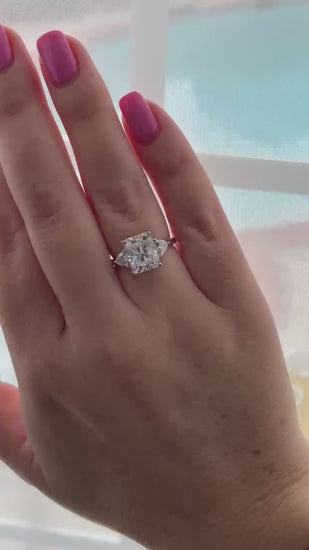 Moissanite engagement ring with 4CT radiant cut. Sterling silver, 10K Gold, 14K gold, 18K gold moissanite engagement ring