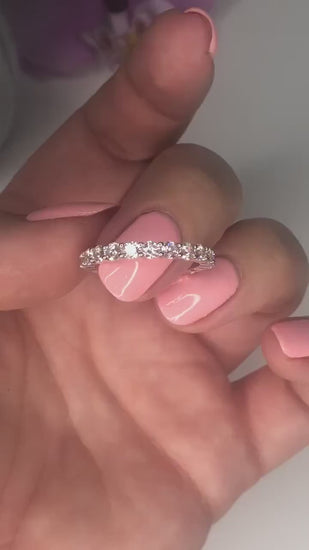 Sterling Silver 925 Full Eternity Band With Simulated Diamonds
