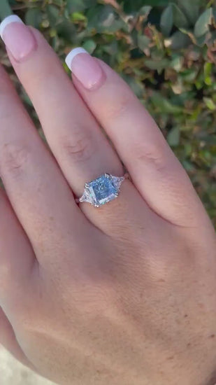 Crushed Ice Blue Topaz Ring: 3CT CZ Sterling Silver Engagement Ring